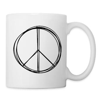 Friedenszeichen handgezeichnet - Tasse - Weiß - Rechts