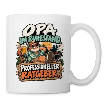 Opa im Ruhestand: Profi Ratgeber - Tasse - Weiß - Rechts