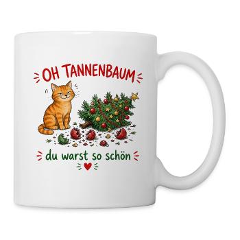 Oh Tannenbaum Katze Festlicher Charme - Tasse - Weiß - Rechts