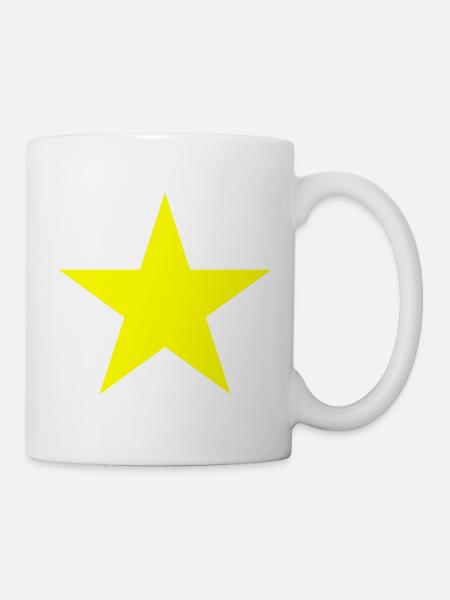 Gelber Stern auf schwarzem Hintergrund - Tasse - Weiß