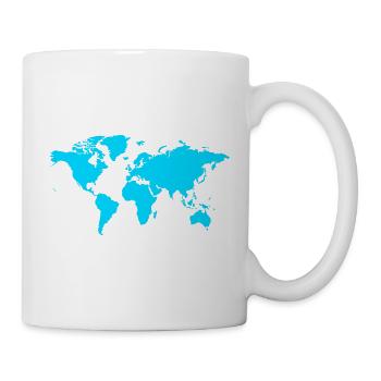 Weltkarte Neon Blau - Tasse - Weiß - Rechts