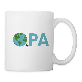 Opa mit Weltkugel – Hellblau - Tasse - Weiß - Rechts