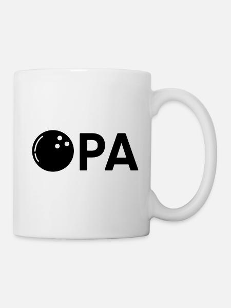 Opa mit Bowlingkugel – Schwarz - Tasse - Weiß