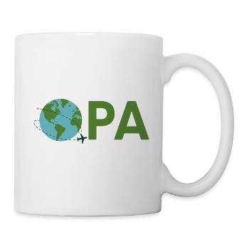 Opa mit Weltreise – Grün - Tasse - Weiß - Rechts