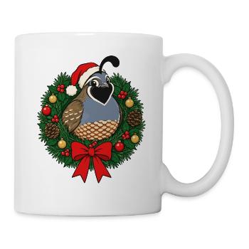  Weihnachtswachtelkranz, Weihnachtsmütze, - Tasse - Weiß - Rechts