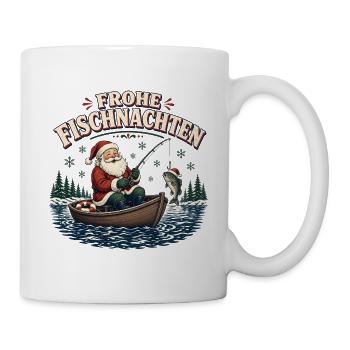 Frohe Fischnacht Weihnachtsfischer - Tasse - Weiß - Rechts