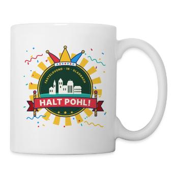 Halt Pohl Mönchengladbach Karneval Emblem - Tasse - Weiß - Rechts