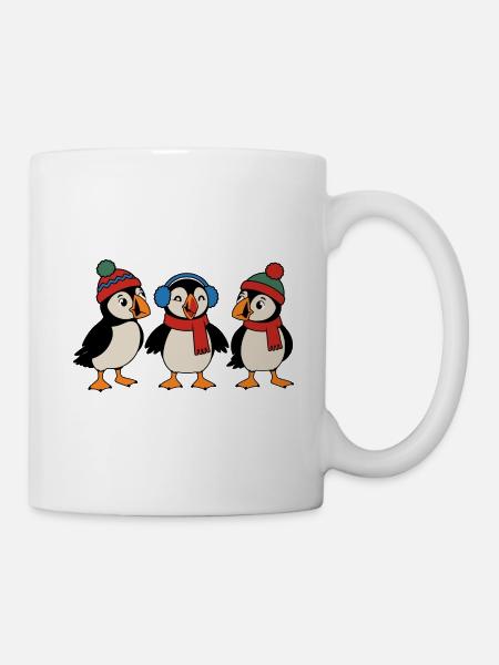 Drei Weihnachts-Papageitaucher – Weihnachten - Tasse - Weiß