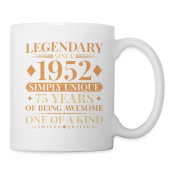 75th Birthday Simply Unique Jahrgang 1952 - Tasse - Weiß - Rechts