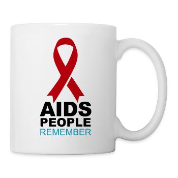 Rotes AIDS-Gedächtnisband - Tasse - Weiß - Rechts