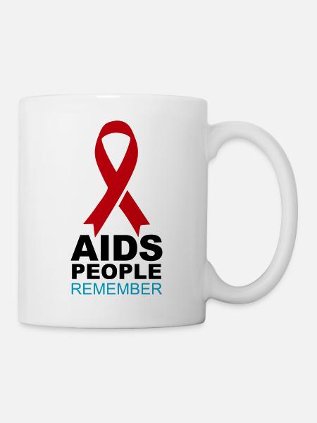 Rotes AIDS-Gedächtnisband - Tasse - Weiß