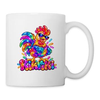 Buntes Huhn mit Sonnenbrille - Tasse - Weiß - Rechts