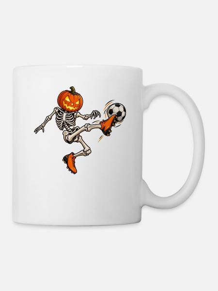 Funny Skeleton Soccer Player Spooky Halloween - Tasse - Weiß