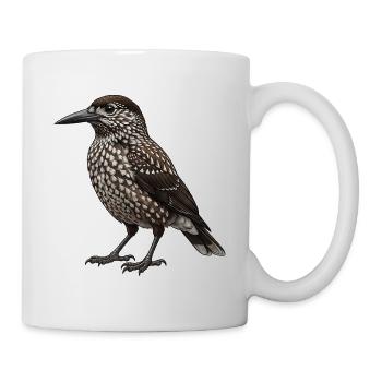 Dünnschnabelnussknacker – Vogelillustration - Tasse - Weiß - Rechts