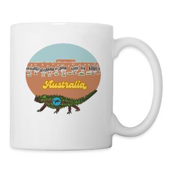 Australien-Landschaft mit Krokodil und Ameise - Tasse - Weiß - Rechts