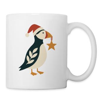 Weihnachtspuffin mit Weihnachtsstern - Tasse - Weiß - Rechts