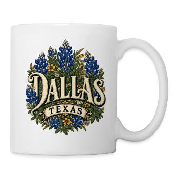 Dallas Texas Blumenbouquet Design - Tasse - Weiß - Rechts