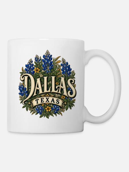 Dallas Texas Blumenbouquet Design - Tasse - Weiß