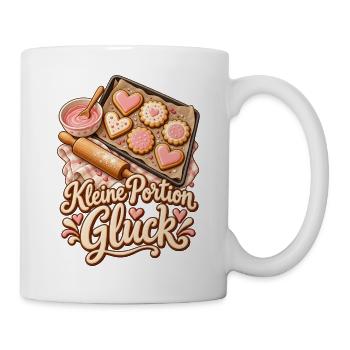 Backen Shirt mit Keksen und Kleine Portion Glück - Tasse - Weiß - Rechts