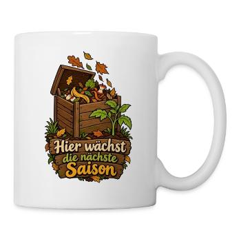 Kompost Garten Shirt mit Spruch Hier wächst die nä - Tasse - Weiß - Rechts