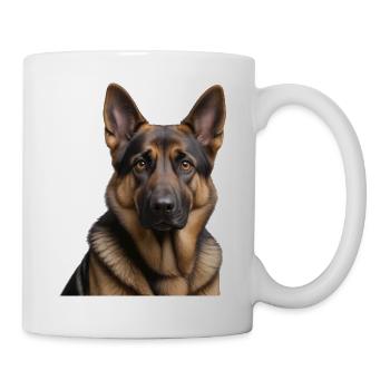 Kopfportrait Deutscher Schäferhund - Tasse - Weiß - Rechts