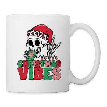 Weihnachtsstimmung Skelett Weihnachtsmannmütze - Tasse - Weiß - Rechts