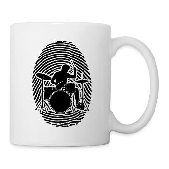 Schlagzeug Drummer Fingerabdruck Schlagzeugliebe - Tasse - Weiß - Rechts