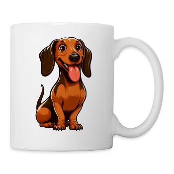 Süßer Dackel Cartoon Hund Lustig Welpe Design - Tasse - Weiß - Rechts