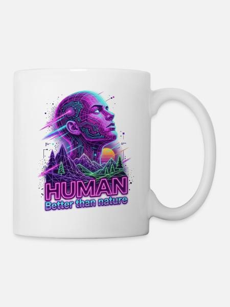 Human_-_better_than_Nature_-_Retrowave - Tasse - Weiß