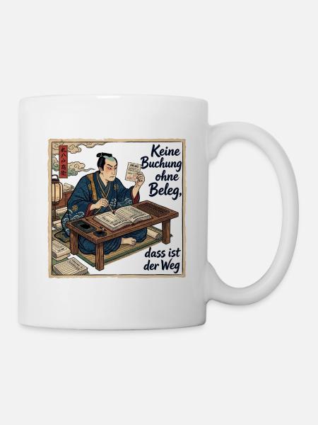 Keine_Buchung_ohne_Beleg_-_Ukiyo-e - Tasse - Weiß