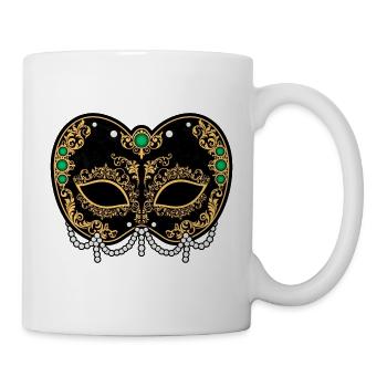 Prunkvolle venezianische Maskenmaske - Tasse - Weiß - Rechts