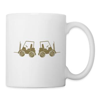 goldene Gabelstapler Silhouette - Tasse - Weiß - Rechts