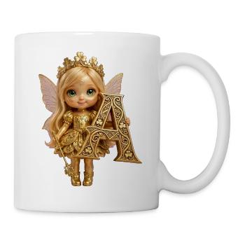 Goldene Fee mit verzierter A - Tasse - Weiß - Rechts