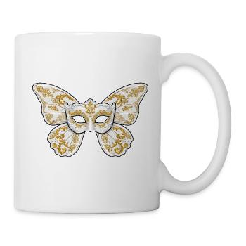 Verzierte goldene Maskenmaske - Tasse - Weiß - Rechts