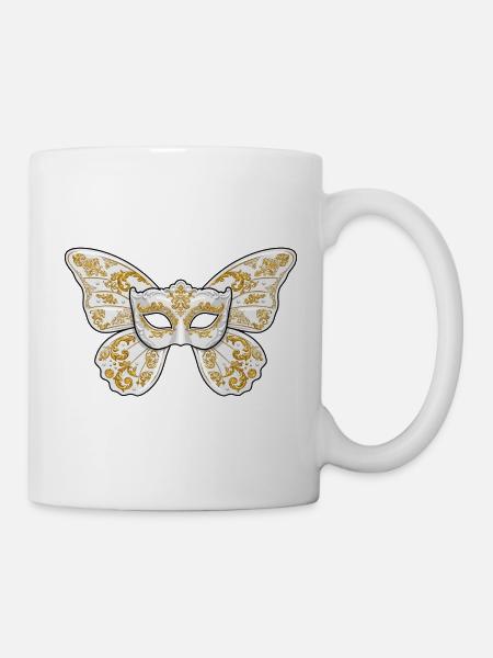 Verzierte goldene Maskenmaske - Tasse - Weiß