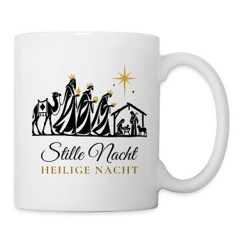 Stille Nacht Krippe Heilige Drei Könige christlich - Tasse - Weiß - Rechts