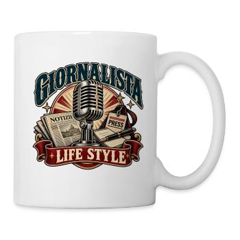 Vintage-Journalistenmikrofon und Stil - Tasse - Weiß - Rechts