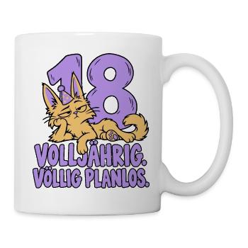 18 Geburtstag Mädchen Geschenk Katze Volljährig - Tasse - Weiß - Rechts