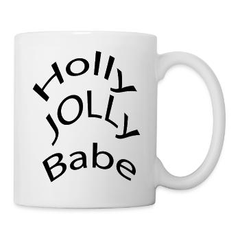 Holly Jolly Babe Retro Weihnachtstypografie T-Shirt - Tasse - Weiß - Rechts