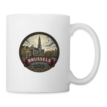 Brüssel, Belgien Reiseabzeichen Grand Place Geschenk - Tasse - Weiß - Rechts