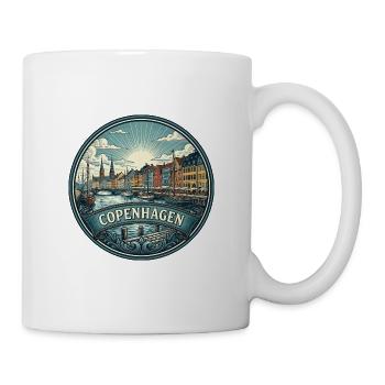 Kopenhagen, Dänemark Reiseabzeichen Nyhavn Souvenir - Tasse - Weiß - Rechts
