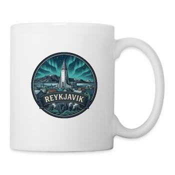 Reykjavik Island Reiseabzeichen Kirchensouvenir - Tasse - Weiß - Rechts