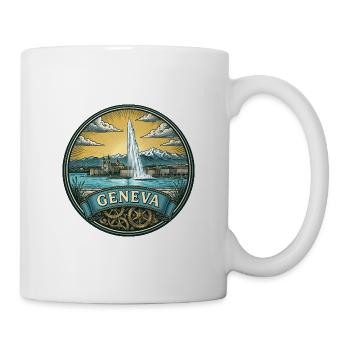Genfer Schweiz Reiseabzeichen Jet d'Eau Geschenk - Tasse - Weiß - Rechts