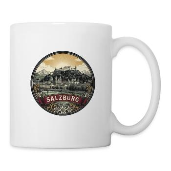 Salzburger Österreich Reiseabzeichen Festungssouvenir - Tasse - Weiß - Rechts