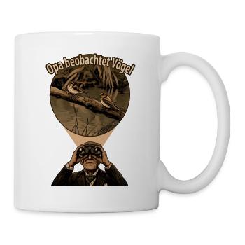 Opa beobachtet Vögel Vintage - Tasse - Weiß - Rechts