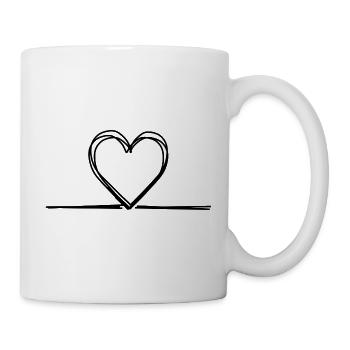 Herzlinie handgezeichnet - Tasse - Weiß - Rechts