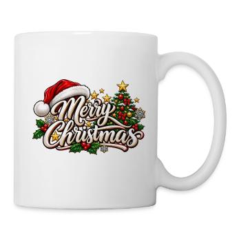 Frohe Weihnachten Ornament-Schrift - Tasse - Weiß - Rechts
