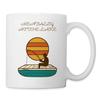 Mentally At The Lake Lustiges Angeln Retro - Tasse - Weiß - Rechts