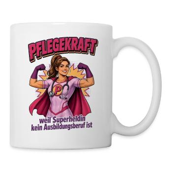 Pflegekraft Superheldin Motiv - Tasse - Weiß - Rechts