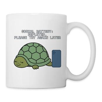 Soziale Batterie erschöpfte introvertierte Schildkröte - Tasse - Weiß - Rechts